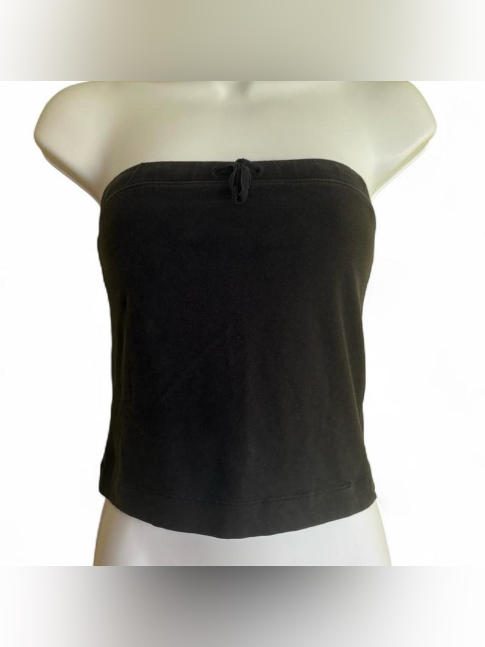 Y2K GAP Black Strapless Tie-Front Tube Top XS Shelf Bra Crop Top 2000s Indie